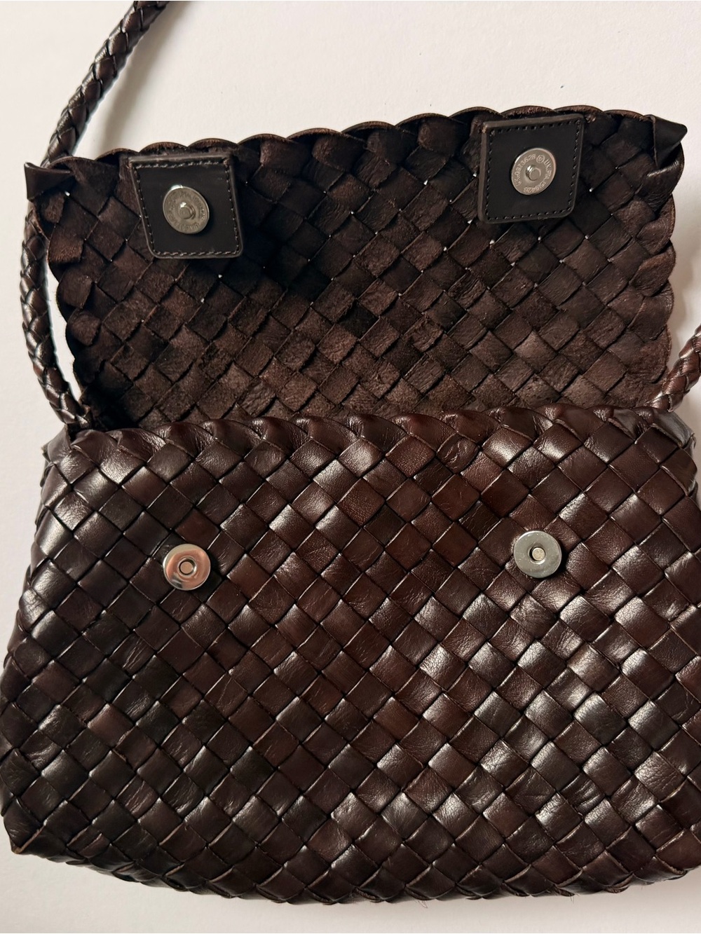 Loeffler Randall Woven Leather Shoulder Bag - Dark Brown - Picture 4 of 8